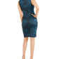Vestido de mergulho sem mangas com estampa de cobra e zíper frontal Thalia Sodi, azul, tamanho X-G