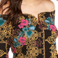 Thalia Sodi Top estampado com decote coração feminino, preto, tamanho XX-G