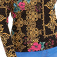 Thalia Sodi Top estampado com decote coração feminino, preto, tamanho XX-G