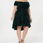 Vestido de veludo ombro a ombro feminino da Morgan &amp; Company, tamanho 18W, verde, moderno e plus size
