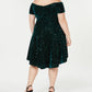 Vestido de veludo ombro a ombro feminino da Morgan &amp; Company, tamanho 18W, verde, moderno e plus size