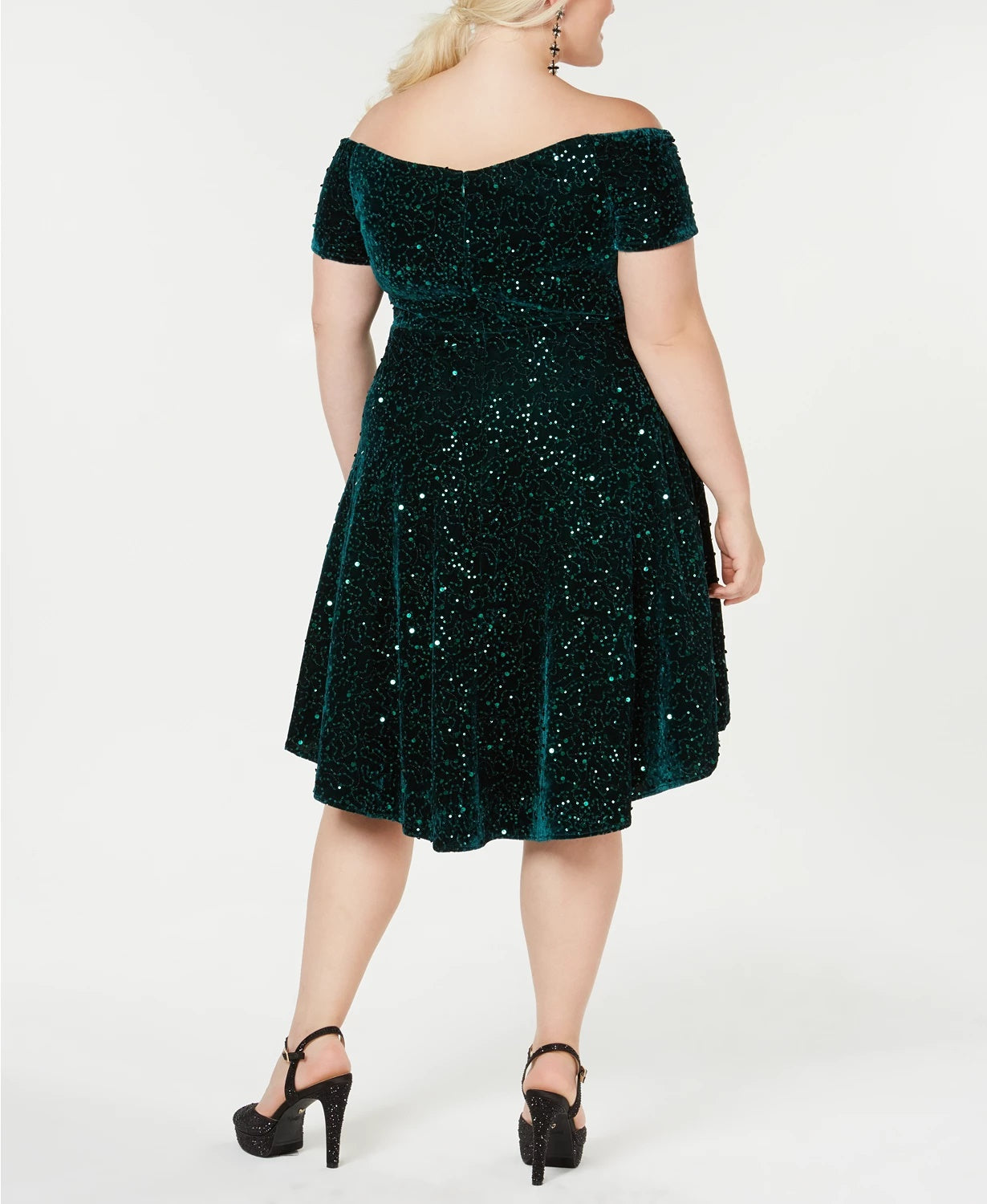 Vestido de veludo ombro a ombro feminino da Morgan &amp; Company, tamanho 18W, verde, moderno e plus size