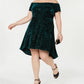 Vestido de veludo ombro a ombro feminino da Morgan &amp; Company, tamanho 18W, verde, moderno e plus size