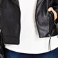 Jaqueta de motociclista plus size da City Chic feminina, preta, tamanho pequeno e pequeno