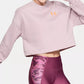 Under Armour Suéter feminino com estampa de logotipo, manga comprida, gola redonda, rosa, tamanho extragrande