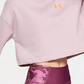 Under Armour Suéter feminino com estampa de logotipo, manga comprida, gola redonda, rosa, tamanho extragrande