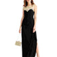 Alex Evenings Vestido de coquetel longo sem mangas com decote ilusão e bainha, preto, tamanho 14