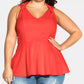 Top halter com alças da moda feminino City Chic, vermelho, tamanho 24W