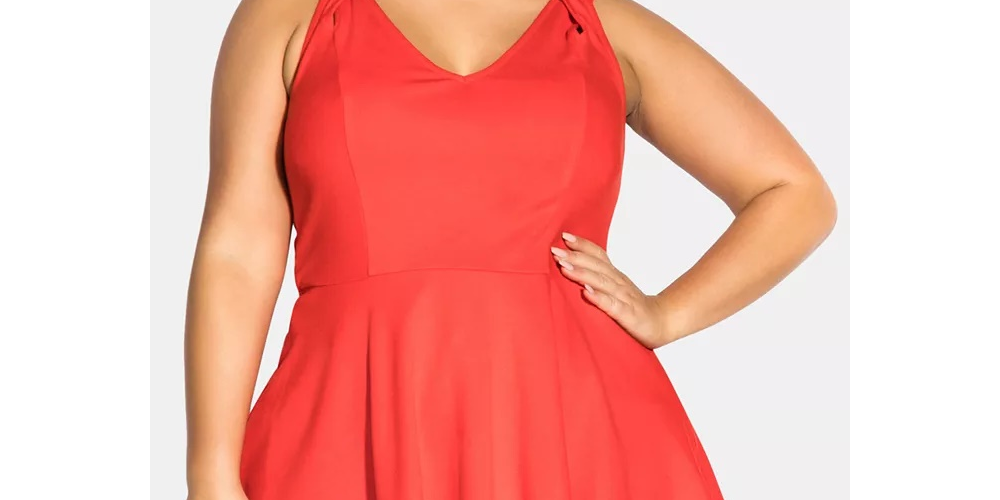 Top halter com alças da moda feminino City Chic, vermelho, tamanho 24W