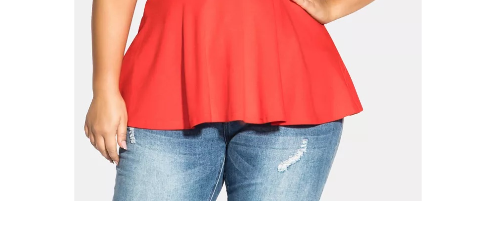 Top halter com alças da moda feminino City Chic, vermelho, tamanho 24W