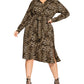 Vestido-camisa feminino City Chic com estampa de leopardo, preto, tamanho 20W