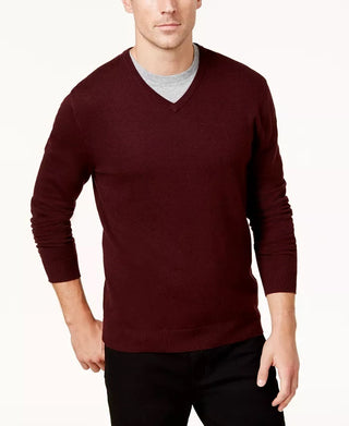 Suéter masculino Alfani com decote em V e manga comprida, vermelho, tamanho X-G
