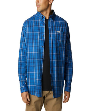 Camisa Columbia Rapid Rivers II Manga Longa Masculina Azul Tamanho Médio