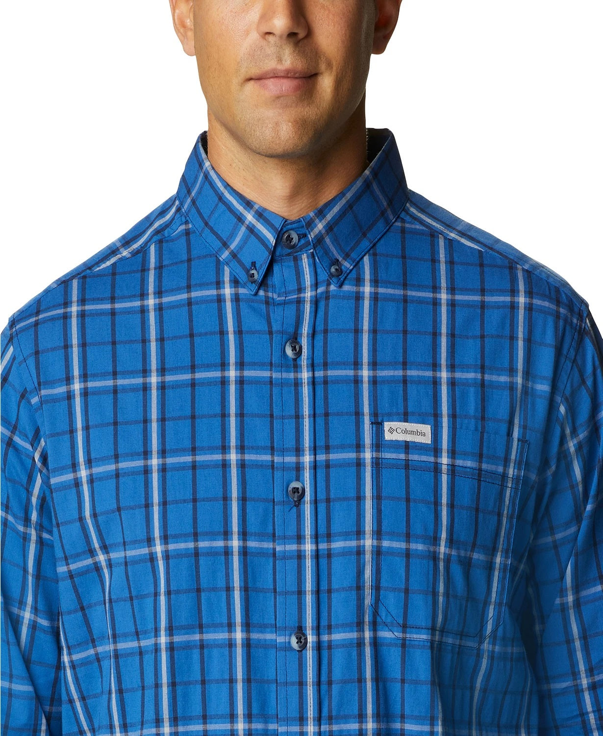 Camisa Columbia Rapid Rivers II Manga Longa Masculina Azul Tamanho Médio