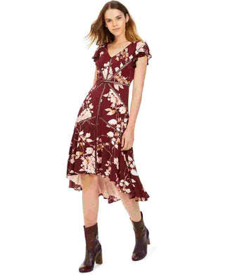 Vestido midi feminino Taylor com acabamento em crochê, vermelho, tamanho 2
