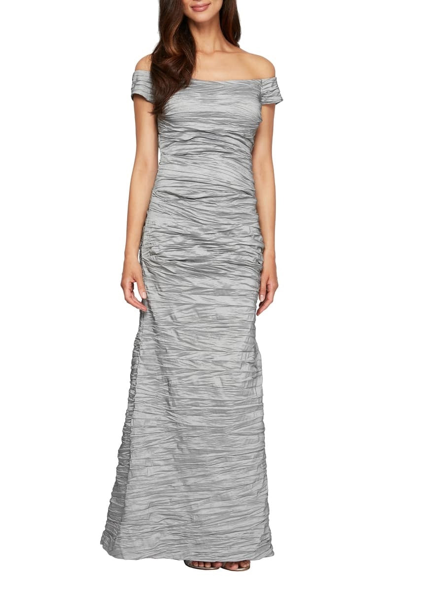Vestido de festa feminino Alex Evenings em tafetá, estilo sereia, cinza, tamanho 16
