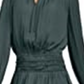 Blusa feminina Current Air com cintura franzida e decote dividido, verde, tamanho grande