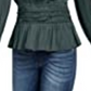 Blusa feminina Current Air com cintura franzida e decote dividido, verde, tamanho grande
