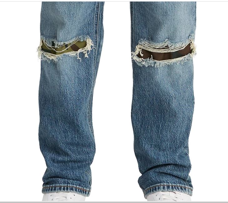 Calça Jeans Rasgada Levi's 541 Athletic Fit Masculina Azul Tamanho 32X32