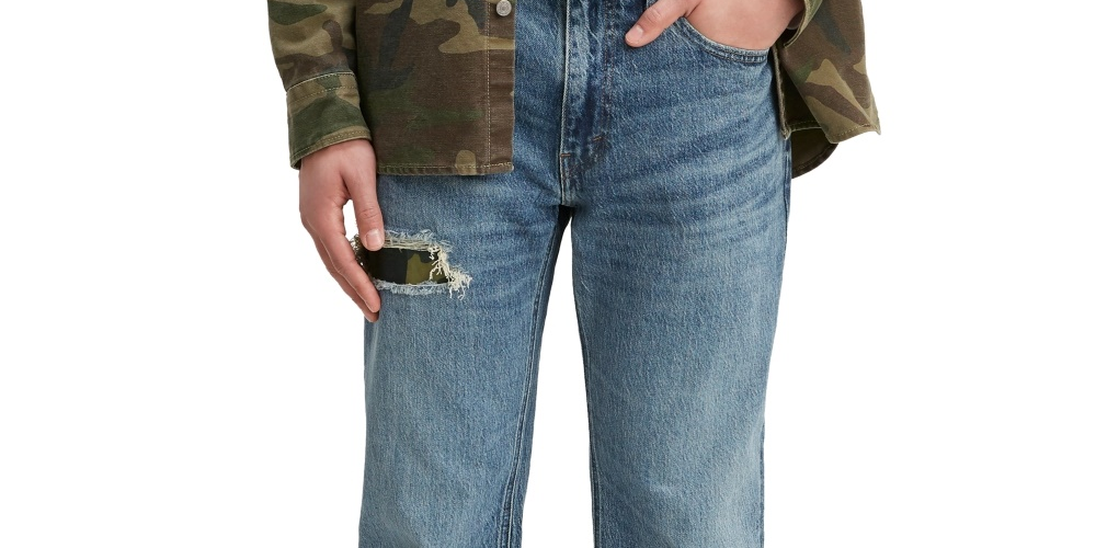 Calça Jeans Rasgada Levi's 541 Athletic Fit Masculina Azul Tamanho 36x30