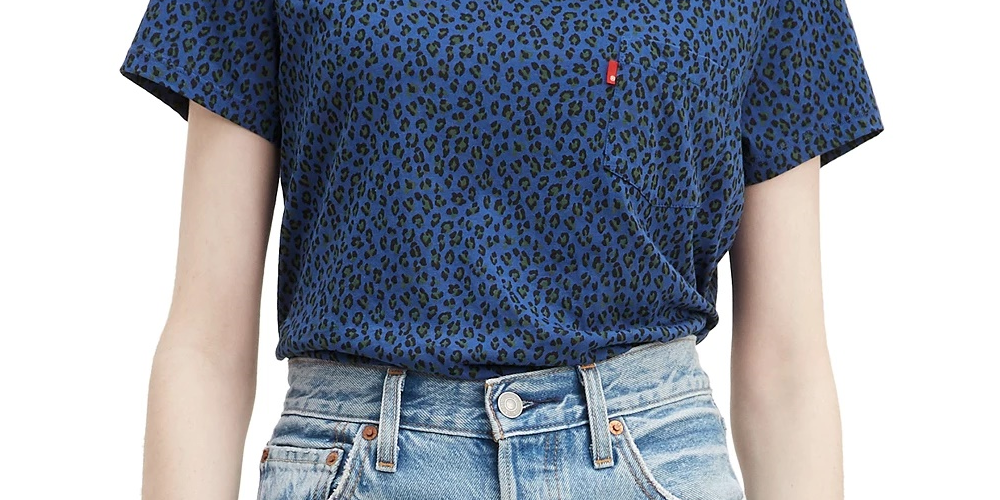 Camiseta Levi's Feminina Estampada em Algodão, Azul Marinho, Tamanho P