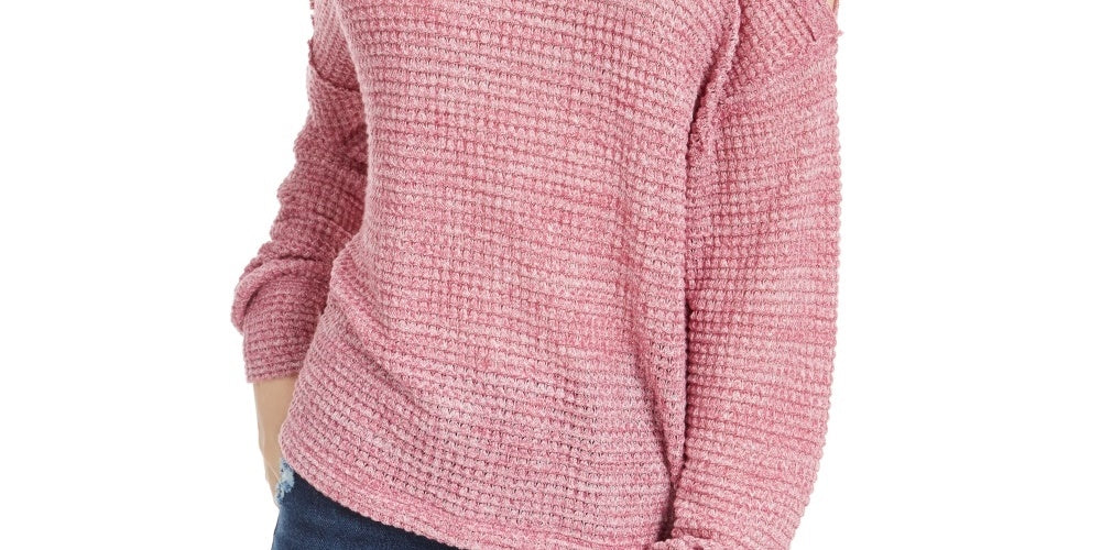 Blusa de malha waffle com ombros descobertos para calouros e juniores, tamanho X-G, vermelha