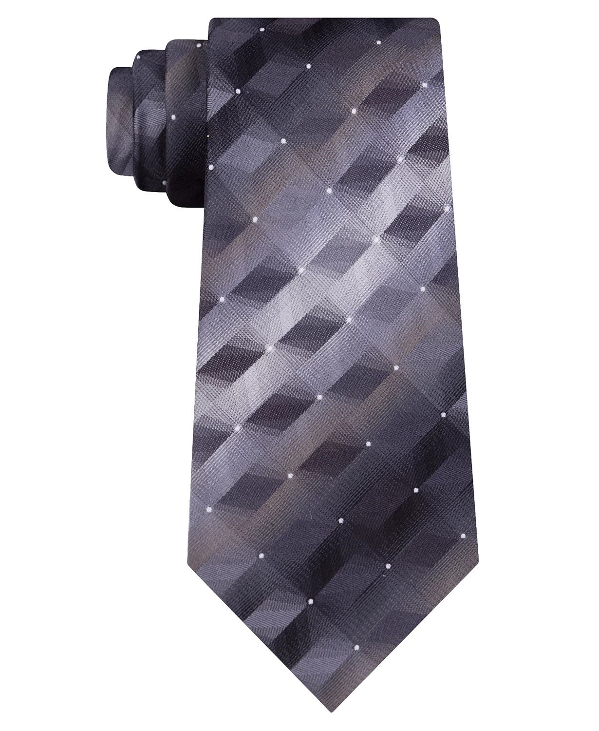 Gravata de seda geométrica Calvin Van Heusen masculina, azul brilhante, tamanho regular