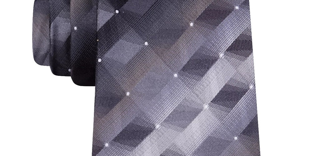 Gravata de seda geométrica Calvin Van Heusen masculina, azul brilhante, tamanho regular