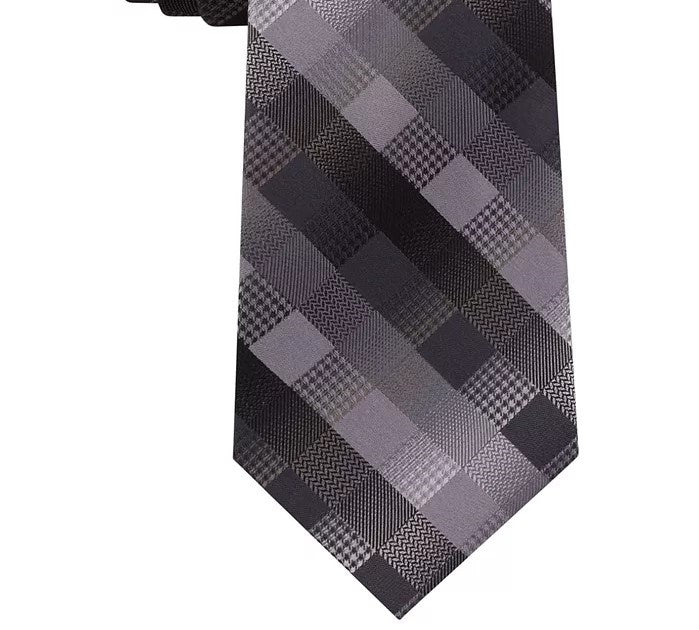 Gravata xadrez masculina Van Heusen Bruck preta tamanho regular