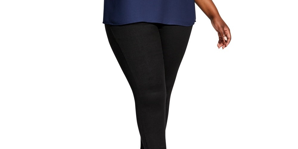 Blusa feminina City Chic com jugo de renda azul, tamanho 18W