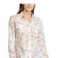 Ralph Lauren Blusa Feminina Bege Floral com Punhos e Gola Alta para Usar no Trabalho, Vermelha, Tamanho P