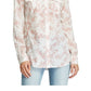 Ralph Lauren Blusa Feminina Bege Floral com Punhos e Gola Alta para Usar no Trabalho, Vermelha, Tamanho P