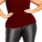 Top franzido plus size da moda feminino City Chic, vermelho, tamanho pequeno e pequeno