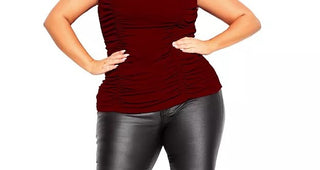 City Chic Women's Trendy Plus Size Ruched Top Red Size Small Petite
