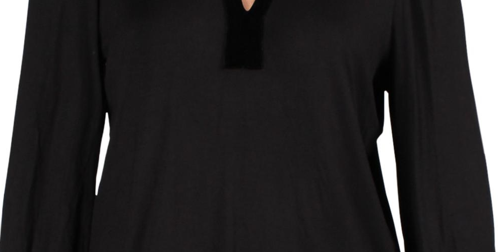 Blusa Ralph Lauren Feminina Plus Velvet com Decote em V, Preta, Tamanho 1X
