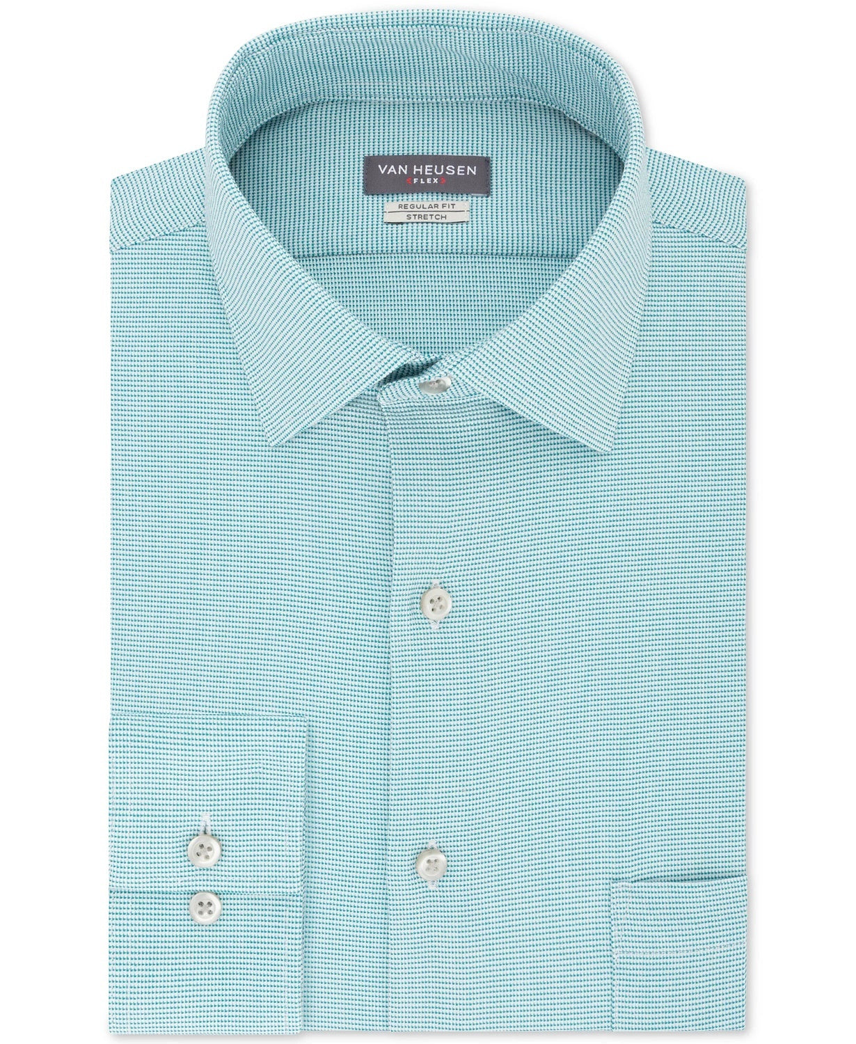 Camisa social masculina Van Heusen com gola azul-turquesa, tamanho 15,5 x 34 x 35