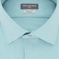 Camisa social masculina Van Heusen Regular Fit Performance Stretch, sem rugas, com gola flexível e micro pied-de-poule, azul, tamanho 17,2 x 36-37