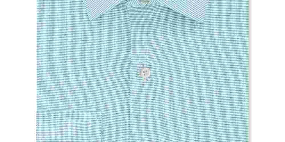 Camisa social masculina Van Heusen Regular-Fit Performance Stretch, sem vincos e com gola flexível, tamanho azul 36x37