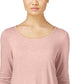 Top feminino estilo &amp; co com bainha de chiffon e mangas três quartos, rosa, tamanho médio