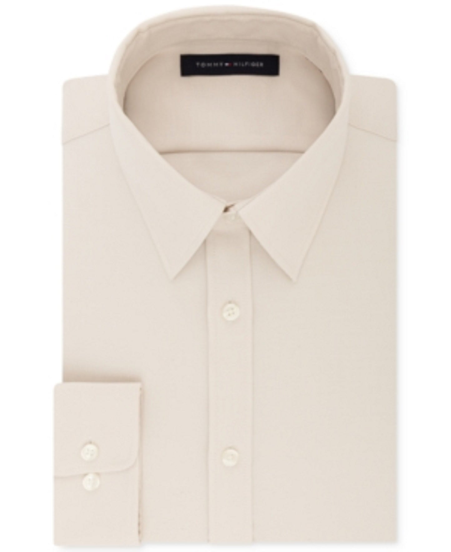 Camisa social masculina Tommy Hilfiger Athletic Fit Performance Stretch TH Flex Collar, bege, tamanho 32-33