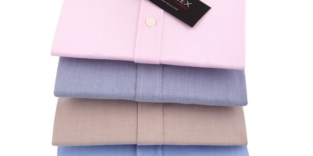 Camisa social masculina Tommy Hilfiger com ajuste atlético elástico rosa 16,5 x 36-37