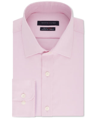 Camisa social masculina Tommy Hilfiger Athletic Fit Performance Stretch Th Flex Collar Solid Rosa Tamanho 16X34X35