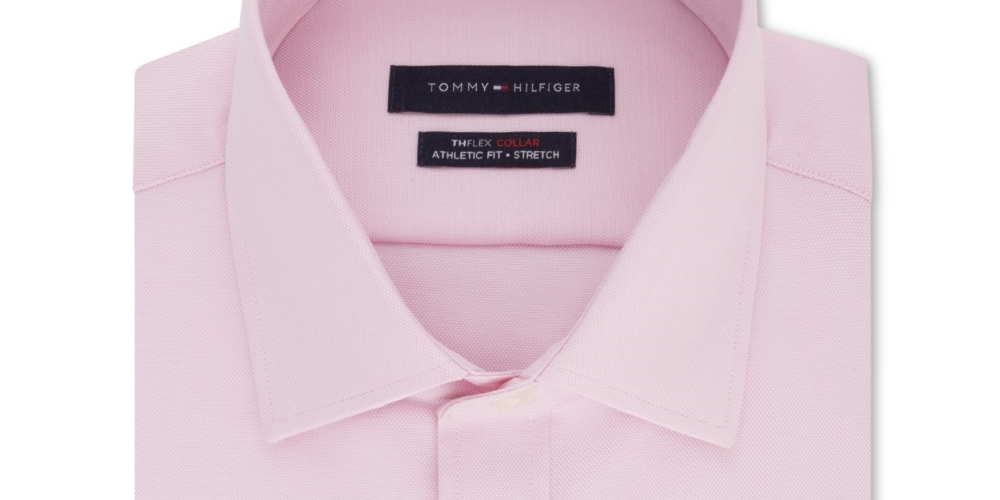 Camisa social masculina Tommy Hilfiger Athletic Fit Performance Stretch Th Flex Collar Solid Rosa Tamanho 16X34X35