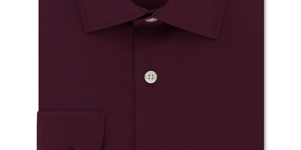 Camisa social masculina Tommy Hilfiger Slim Fit, sem passar a ferro, com estampa elástica, tamanho 16x32-33, vermelha