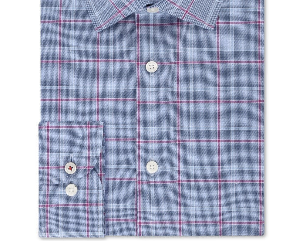 Camisa social masculina Tommy Hilfiger Slim-Fit Performance Stretch Check Roxa Tamanho 17,5x36-37