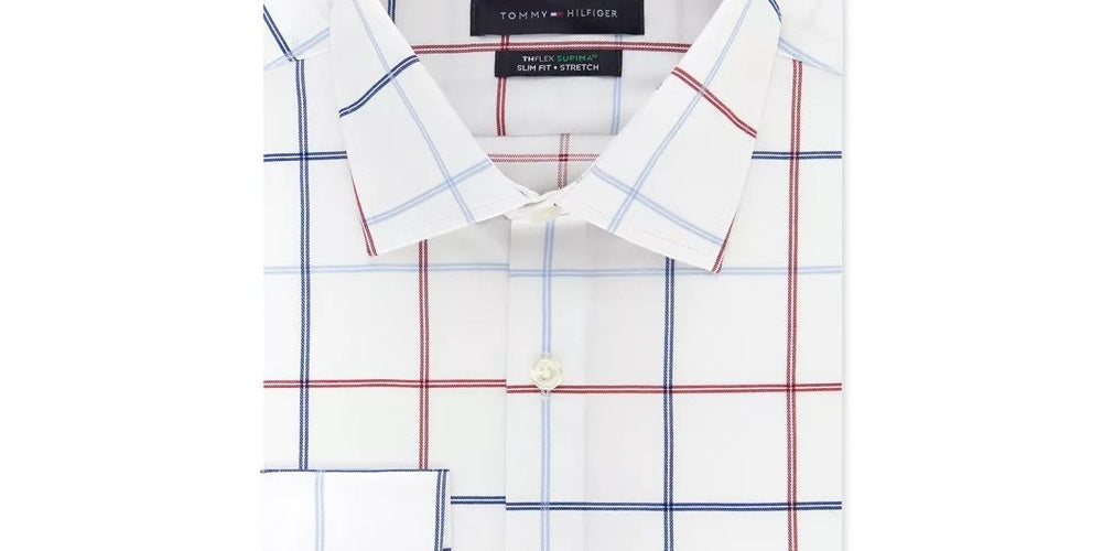 Camisa social xadrez slim fit masculina Tommy Hilfiger vermelha tamanho 15x34x35