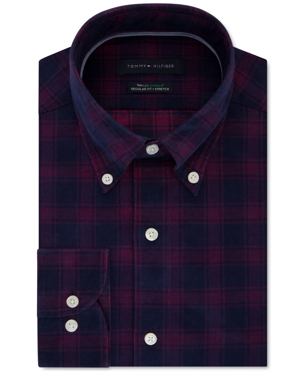 Camisa social masculina Tommy Hilfiger Classic Fit Check vermelha tamanho 17x34-35
