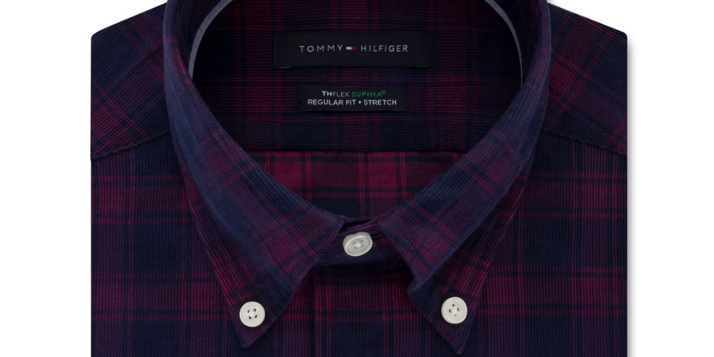 Camisa social masculina Tommy Hilfiger Classic Fit Check vermelha tamanho 17x34-35
