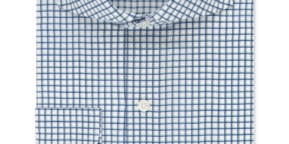 Camisa social masculina Tommy Hilfiger Classic Fit Non-Roll Thflex Supima Stretch Check, branca, tamanho 17x36-37