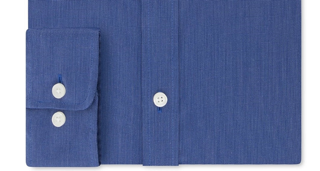 Camisa social masculina Tommy Hilfiger com ajuste atlético e gola flexível, azul-marinho, tamanho 17,5 x 32-33